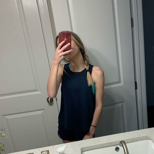 Athleta Uptempo Tank XS EUC — Enchanted Blue / Black